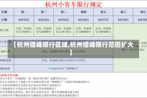 【杭州错峰限行区域,杭州错峰限行范围扩大】