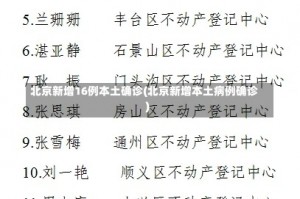北京新增16例本土确诊(北京新增本土病例确诊)