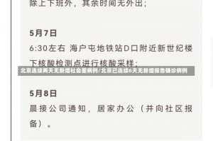 北京连续两天无新增社会面病例/北京已连续6天无新增报告确诊病例