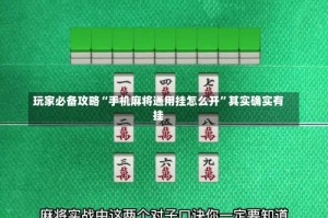 玩家必备攻略“手机麻将通用挂怎么开”其实确实有挂