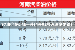 97油价多少钱一升(4升92号汽油多少钱)