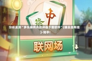 分析实测“多乐麻将开挂神器下载软件”(确实是有挂)-知乎!