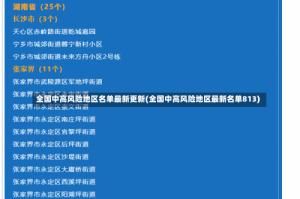 全国中高风险地区名单最新更新(全国中高风险地区最新名单813)