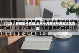 【北京小轿车摇号查询,北京小汽车摇号查询结果查询】