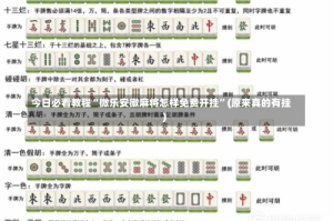 今日必看教程“微乐安徽麻将怎样免费开挂”(原来真的有挂)