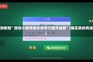 实测教程”微信小程序微乐麻将万能开挂器”(确实真的有挂)