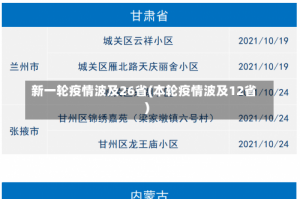 新一轮疫情波及26省(本轮疫情波及12省)