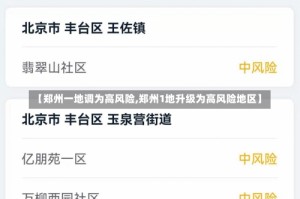 【郑州一地调为高风险,郑州1地升级为高风险地区】