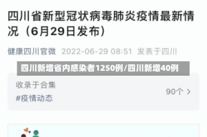 四川新增省内感染者1250例/四川新增40例