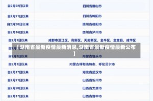 【湖南省最新疫情最新消息,湖南省最新疫情最新公布】