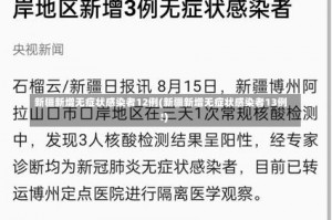 新疆新增无症状感染者12例(新疆新增无症状感染者13例!)