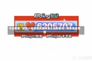 今日教程“微信小程序微乐麻将怎么控制输赢”原来确实有挂