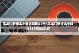 黑龙江新增本土确诊病例25例/黑龙江新增本土确诊15例活动轨迹