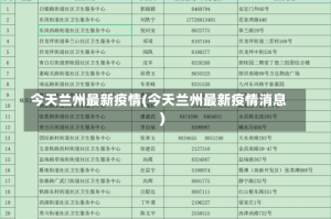 今天兰州最新疫情(今天兰州最新疫情消息)