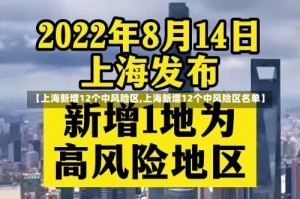 【上海新增12个中风险区,上海新增12个中风险区名单】