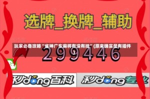 玩家必备攻略“雀神广东麻将有没有挂”(原来确实是有插件)