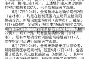 吉林市公布新增病例行动轨迹/吉林市新增10例确诊