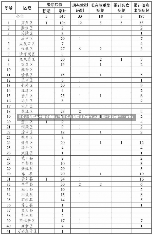 重庆市新增本土确诊病例3例(重庆市新增确诊病例35例,累计确诊病例110例)-第2张图片