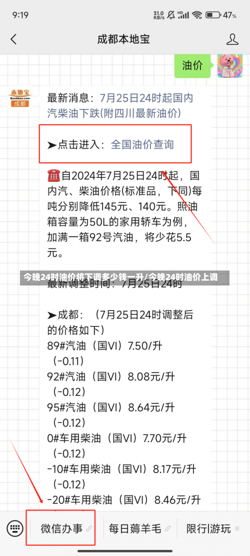 今晚24时油价将下调多少钱一升/今晚24时油价上调-第1张图片