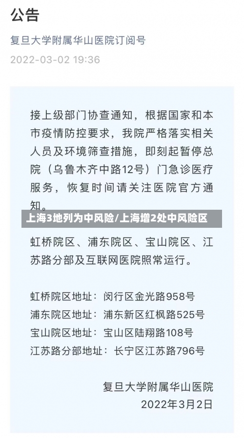 上海3地列为中风险/上海增2处中风险区-第3张图片