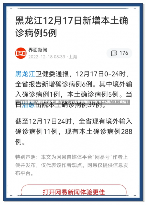 【31省新增15例确诊本土1例在辽宁,31省新增确诊17例 本土6例在辽宁疫情】-第2张图片