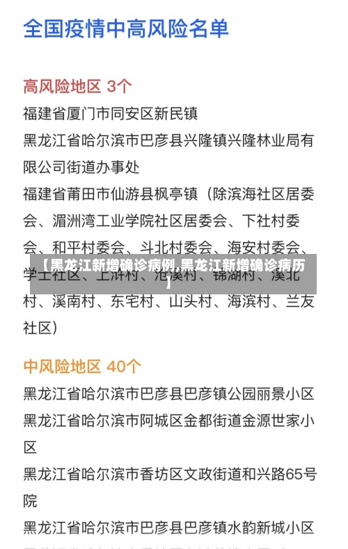 【黑龙江新增确诊病例,黑龙江新增确诊病历】-第2张图片