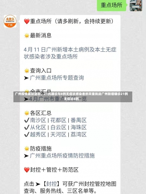 广州疫情最新动态，21例确诊与8例无症状感染者的双重挑战广州新增确诊21例无症状8例-第1张图片