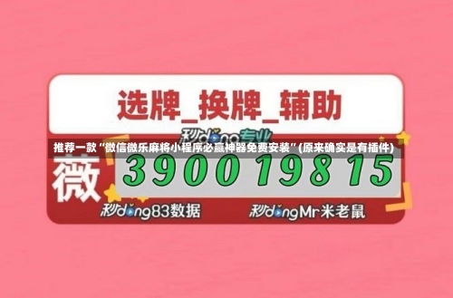 推荐一款“微信微乐麻将小程序必赢神器免费安装”(原来确实是有插件)-第2张图片