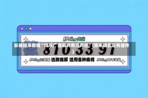 安装程序教程“微乐广西麻将有没有挂”(原来确实是有插件)-第3张图片