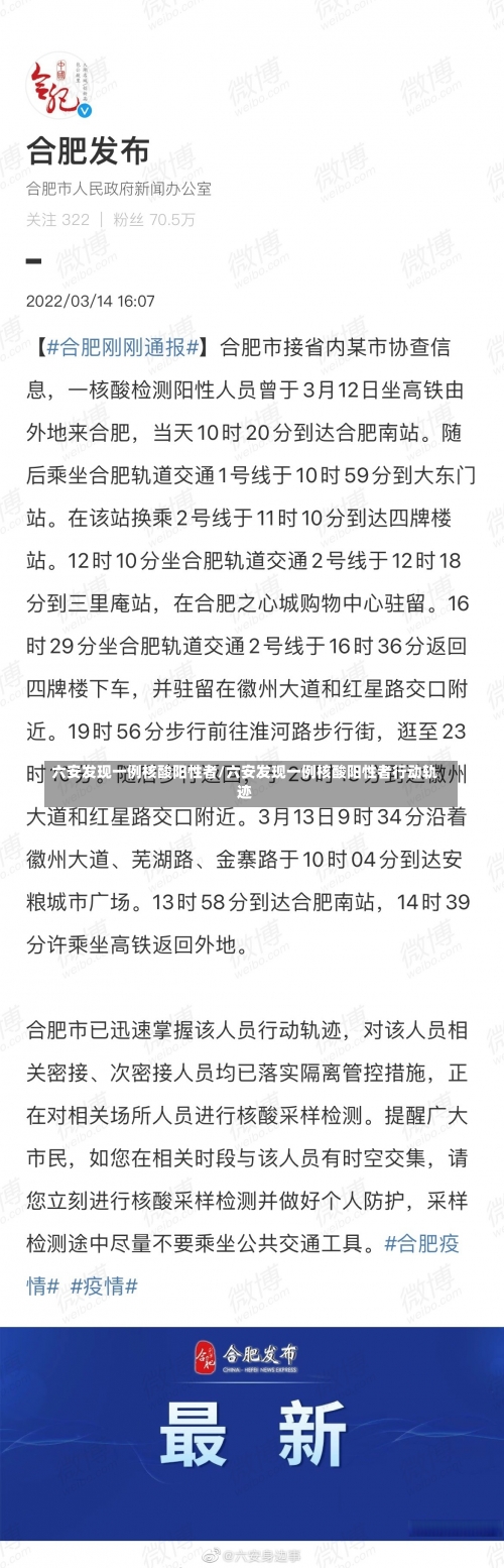 六安发现一例核酸阳性者/六安发现一例核酸阳性者行动轨迹-第1张图片