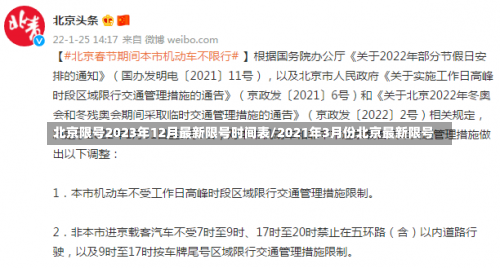 北京限号2023年12月最新限号时间表/2021年3月份北京最新限号-第2张图片