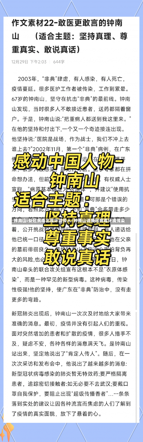 钟南山:新冠病毒出现环境传人/钟南山说新冠病毒环境传染-第1张图片