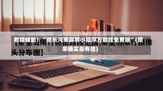 教程辅助！“微乐河南麻将小程序万能挂免费版”(原来确实是有挂)-第2张图片