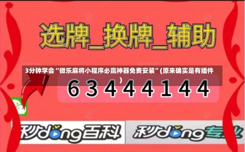 3分钟学会“微乐麻将小程序必赢神器免费安装”(原来确实是有插件)-第1张图片