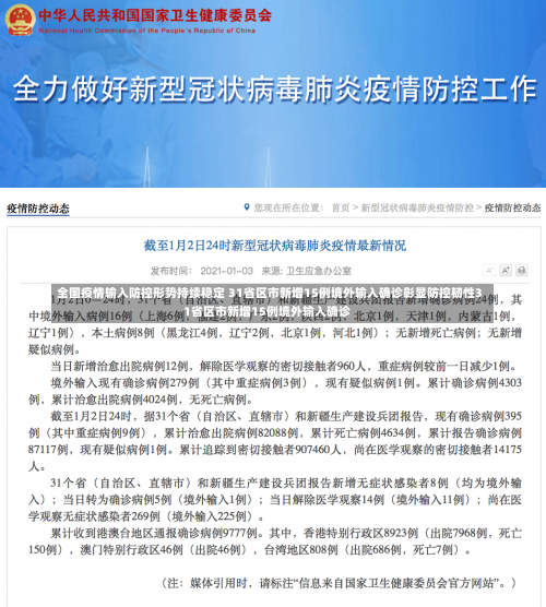 全国疫情输入防控形势持续稳定 31省区市新增15例境外输入确诊彰显防控韧性31省区市新增15例境外输入确诊-第3张图片