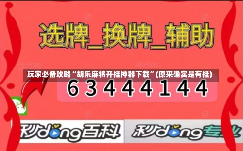 玩家必备攻略“胡乐麻将开挂神器下载”(原来确实是有挂)-第2张图片