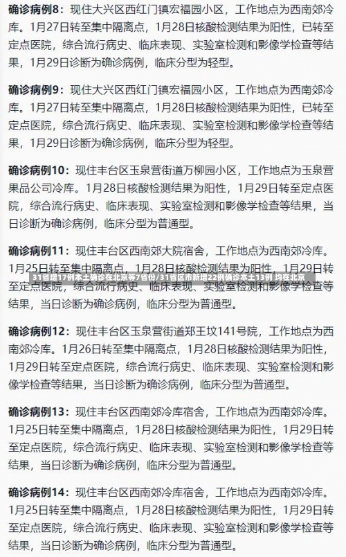 31省增17例本土确诊在北京等7省份/31省区市新增22例确诊本土13例 均在北京-第1张图片