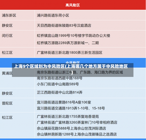 上海9个区域划为中风险区(上海哪几个地方属于中风险地区)-第2张图片