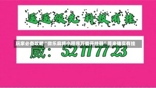 玩家必备攻略“微乐麻将小程序万能开挂器”原来确实有挂-第2张图片