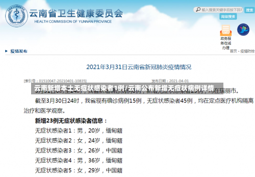 云南新增本土无症状感染者1例/云南公布新增无症状病例详情-第1张图片