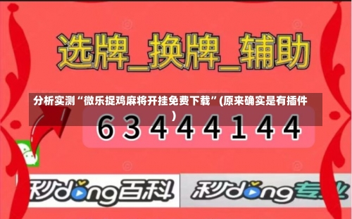 分析实测“微乐捉鸡麻将开挂免费下载”(原来确实是有插件)-第1张图片