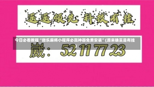 今日必看教程“微乐麻将小程序必赢神器免费安装”(原来确实是有挂)-第3张图片