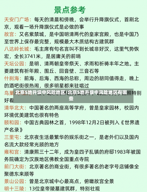 北京5地升级中风险地区/北京5地升级中风险地区有哪些-第1张图片