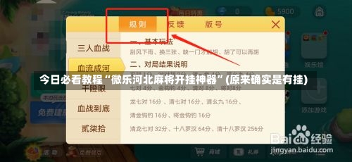 今日必看教程“微乐河北麻将开挂神器”(原来确实是有挂)-第1张图片