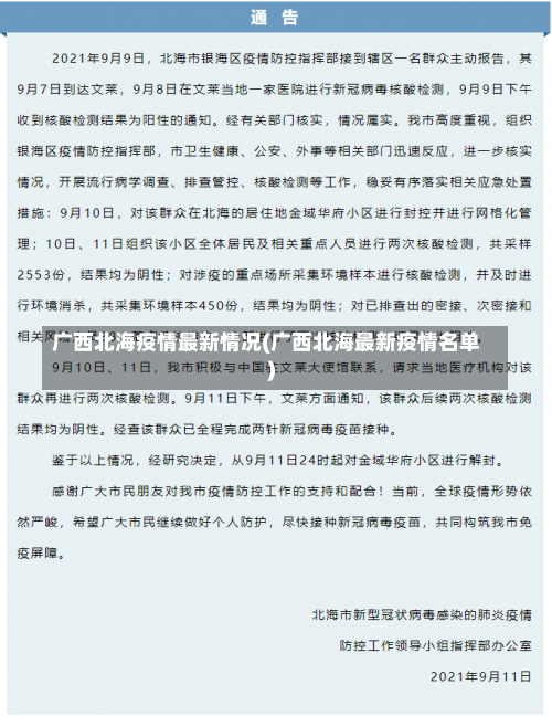 广西北海疫情最新情况(广西北海最新疫情名单)-第1张图片