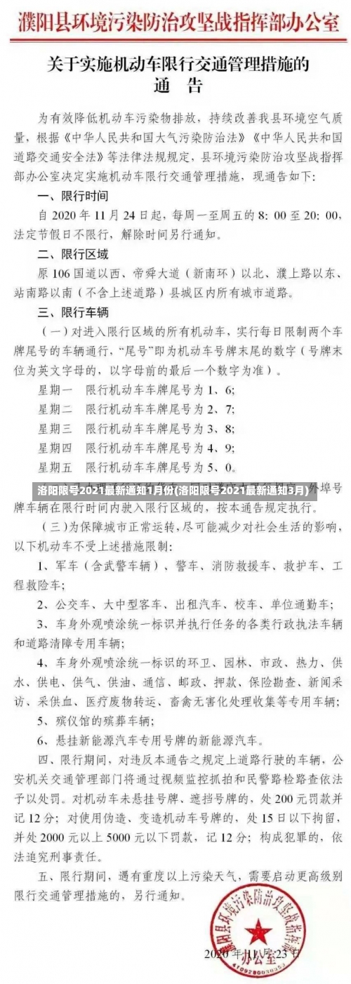 洛阳限号2021最新通知1月份(洛阳限号2021最新通知3月)-第3张图片