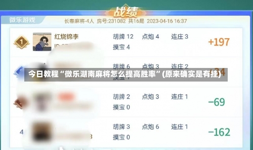 今日教程“微乐湖南麻将怎么提高胜率”(原来确实是有挂)-第3张图片