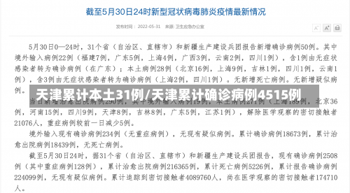 天津累计本土31例/天津累计确诊病例4515例-第1张图片