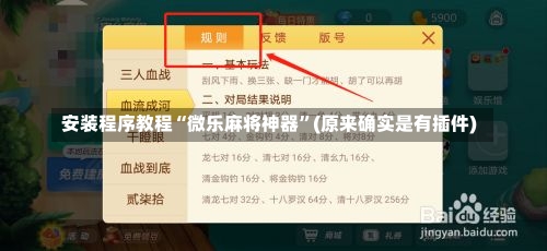 安装程序教程“微乐麻将神器”(原来确实是有插件)-第1张图片