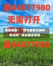 教程辅助！“微信里微乐麻将有诀窍”其实确实有挂-第1张图片